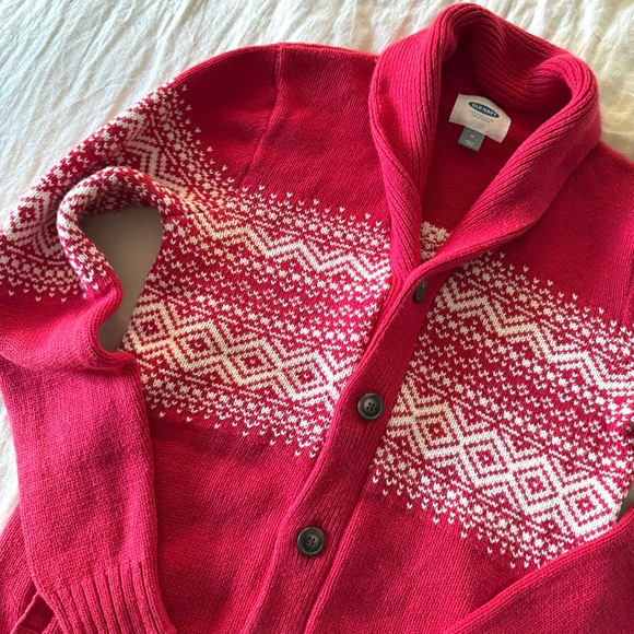 Old Navy Shawl-Collar Men’s Fair Isle Cardigan, Medium - Picture 5 of 7
